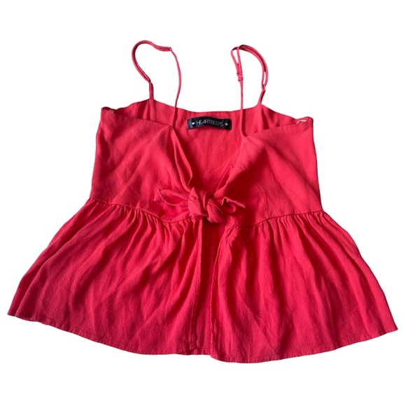 Heartbeeps Cherry Red Open Front Tie Bow Peplum Cami Tank Top - Medium - Picture 2 of 11